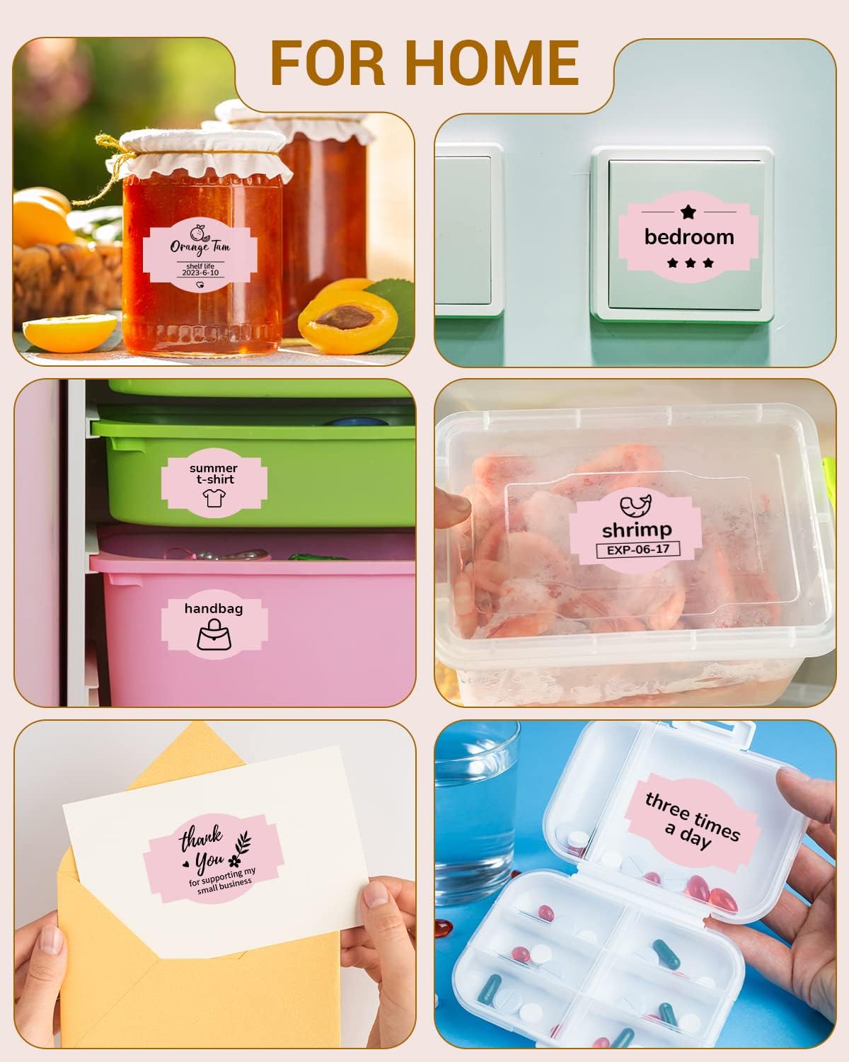 Phomemo Pink Thermal Labels for Shipping Label Printer for Small Business Supplies - 3" x 2" Commercial Grade Round Stickers Roll for Custom Stickers Personalized & Business - 500 Pink Labels/Roll