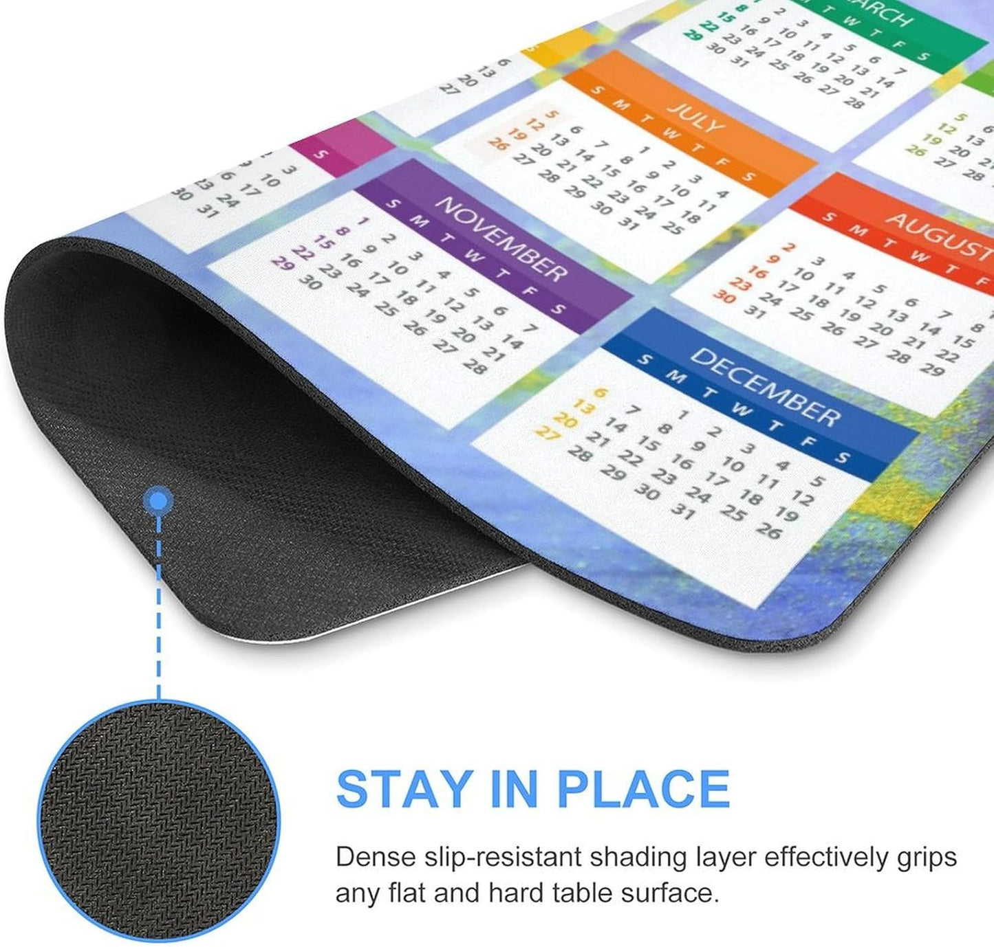 2026 Mouse Pad Calendar,Computer Mouse Pads Calendars Non-Slip Rubber Desk Mat Mousepad Gaming Office Keyboard Mat (9.45x7.87 in)