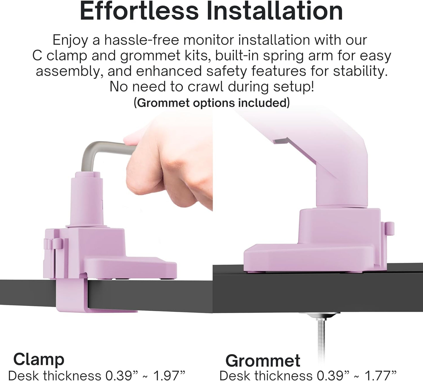 Pixio PS1S Wave Pink Single Monitor Arm Stand Desk Mount - Fits up to 32 inches Monitors and up to 19.8lbs. VESA Compatibility and Integrated Cable Management
