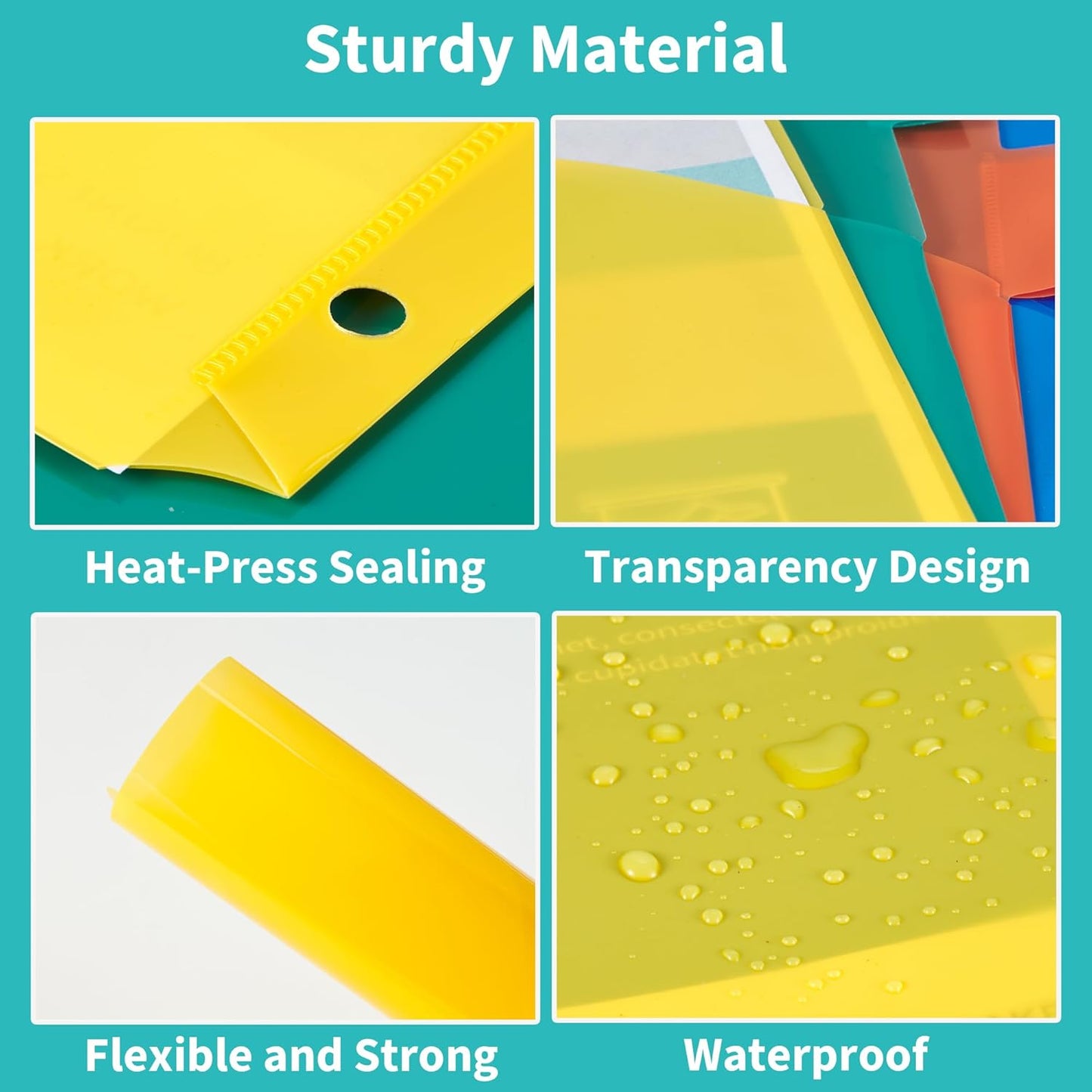 Binditek 12 Set Plastic 5-Tab Binder Dividers with Front Pocket, Tab Insertable Poly Pocket Dividers for 3 Ring Binders, Letter Size, Multicolor, for Students and Coworkers