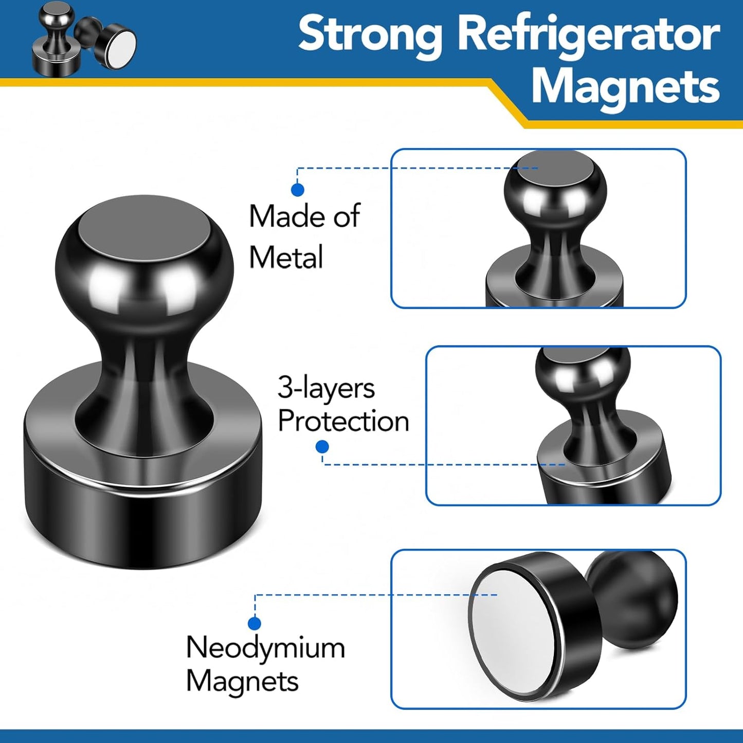 LOVIMAG Fridge Magnets, 18 Pcs Small Neodymium Magnets for Refrigerator,Whiteboard Magnets for Office,Push Pins Magnets with Epoxy Coating for Cruise, Cruise Door Magnets for Decorations