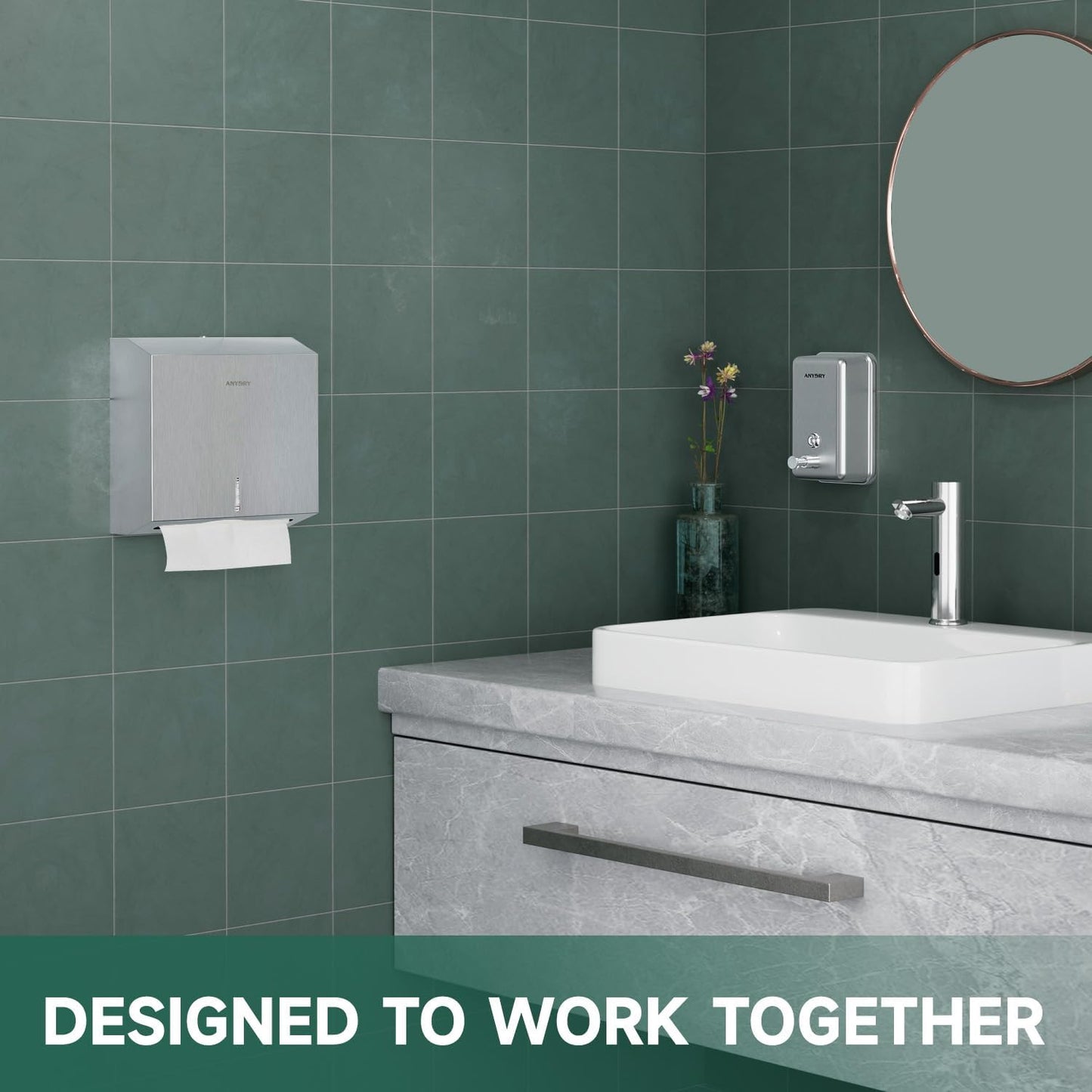 Wall Mount Paper Towel Dispenser 250-Sheet Capacity Brushed Stainless Steel Lockable Fits Multifold/Z-Fold Towels (Folded Size ≤ 10.6" x 3.9")