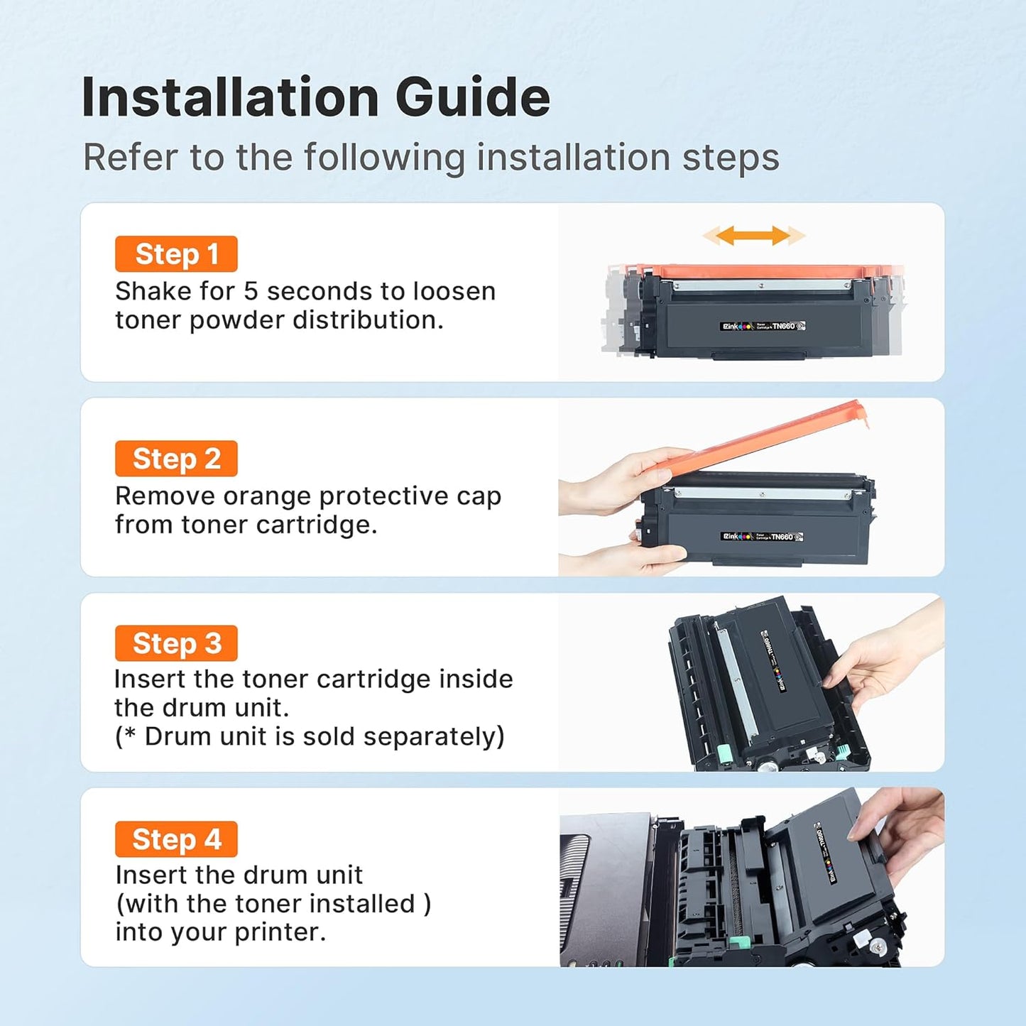 E-Z Ink Compatible TN660 Toner Cartridge Replacement for Brother TN660 TN-660 TN630 High Yield to Use with HL-L2300D HL-L2380DW HL-L2320D DCP-L2540DW HL-L2340DW HL-L2360DW MFC-L2720DW (Black, 4 Pack)