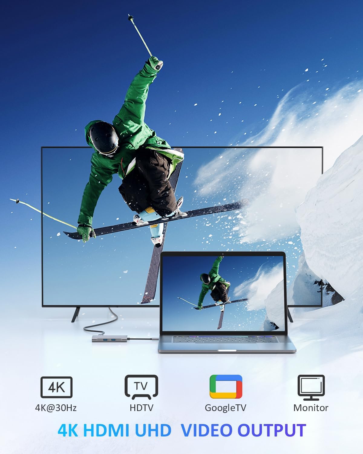 UtechSmart USB C Hub, Ethernet Multiport Adapter 6 in 1 USB C to HDMI Dock Compatible for MacBook Pro/Air, Chromebook, Dell XPS, HP and Type C Devices (Gigabit Ethernet 100W PD 4K HDMI USB 3.0) Black