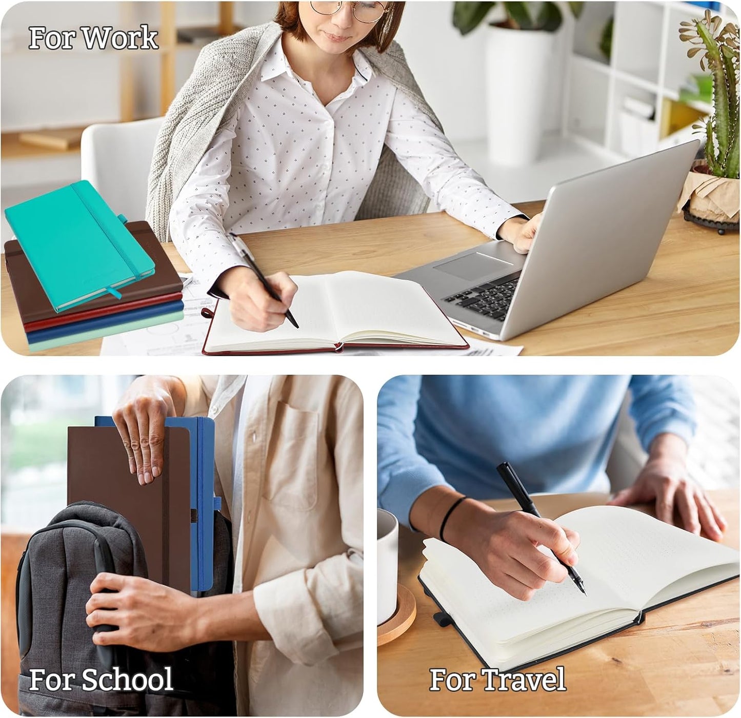 2Pack Bullet Dotted Hardcover Journal Notebook, A5 140 Pages 120Gsm Thick Paper for School,Note Taking,Work,Diary,5.7"*8.3",Lavender