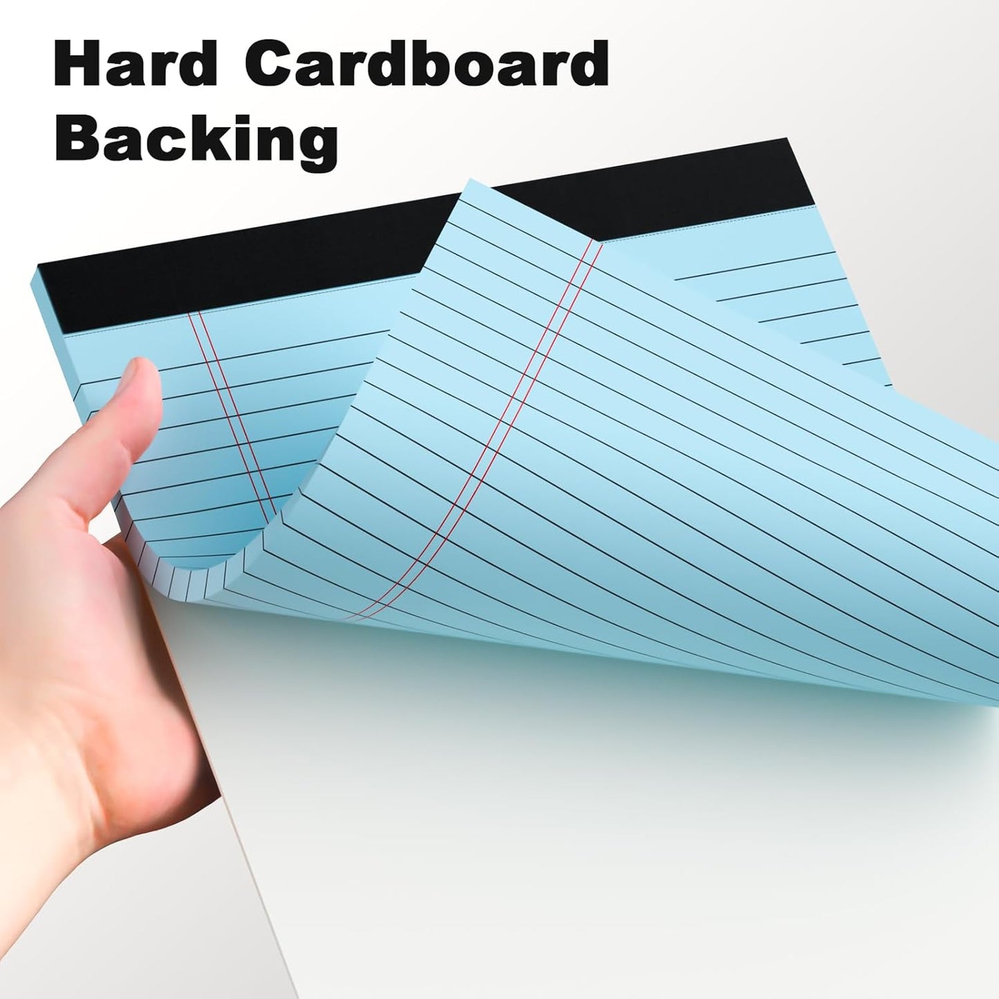 Blue Legal Pad Note Pads 8.5 x 11 inch, Wide Ruled Clear Print Writing Pads 30 Sheets/Pad, 20lb Colored Paper, Perforated Notepad with Sturdy Back (3 Pads Blue)