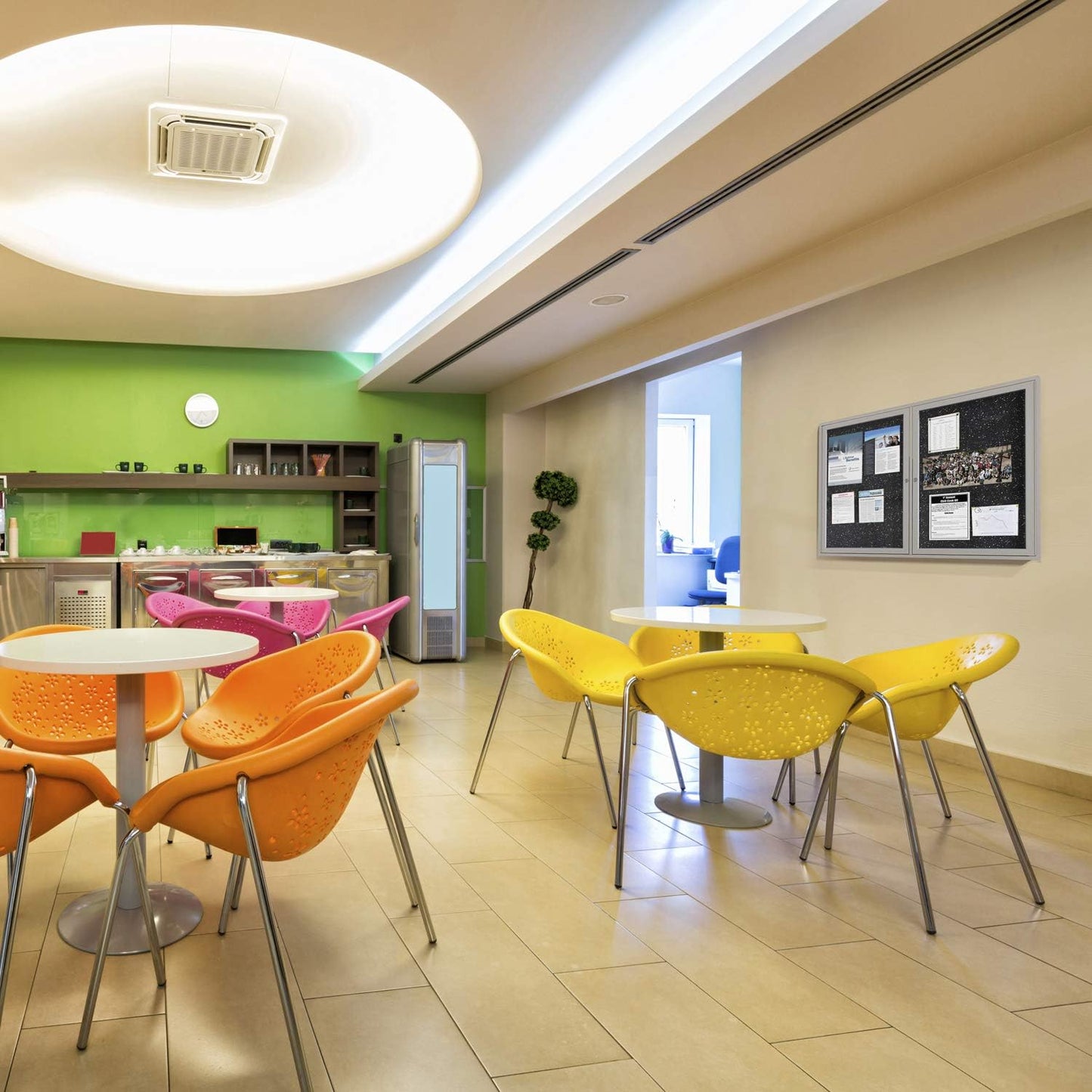 Ghent 36" x 48" 2-Door indoor Enclosed Recycled Rubber Bulletin Board, Shatter Resistant, with Lock, Satin Aluminum Frame, Confetti (PA234TR-CF) ,Made in the USA