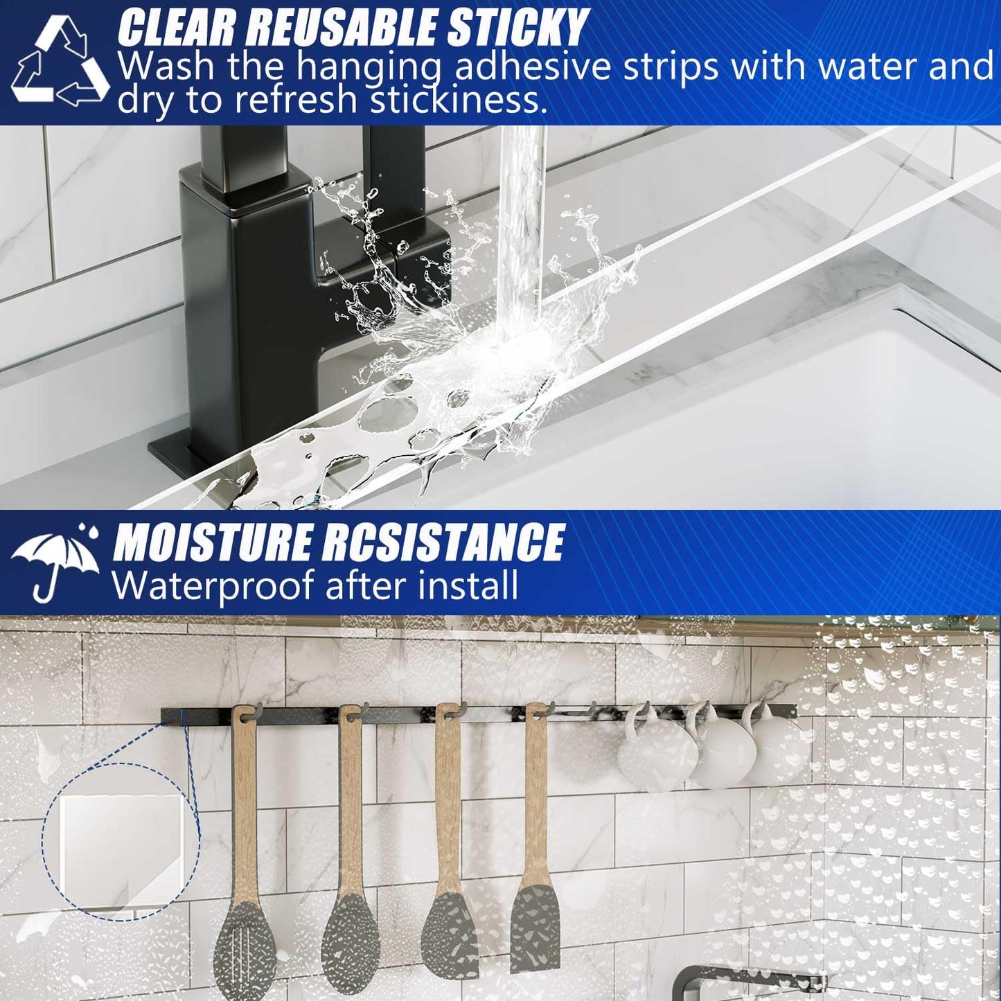 Strong Nano Double Sided Tape Heavy Duty Mounting,Clear Removable Wall Sticky Adhesive Strips,Reusable Thick Gel Grip for Hanging Picture,Poster,Carpet,Photo