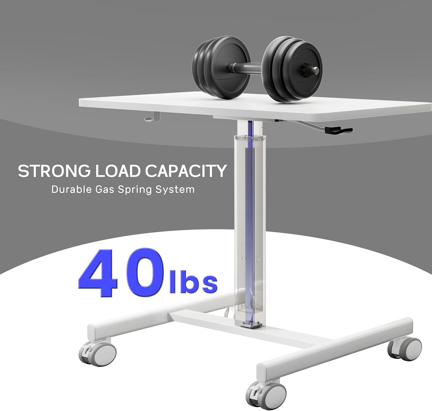 Mobile Laptop Standing Desk Adjustable Height, Small Mobile Desk Workstation with Wheels, Portable Rolling Computer Desk Cart for Home Office Classroom (White)