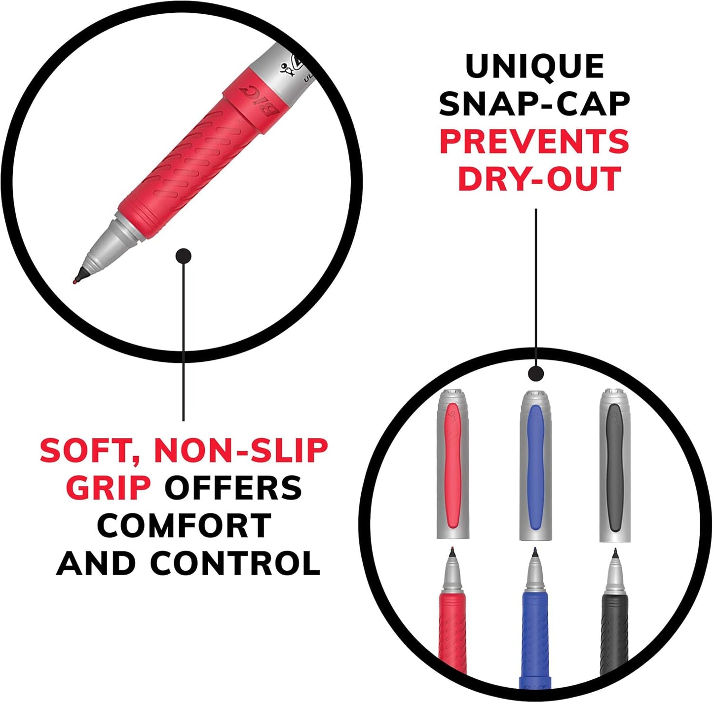 BIC Intensity Blue Permanent Markers, Ultra Fine Point, 12-Count Pack of Blue Markers With Non-Slip Grip for Comfort and Control