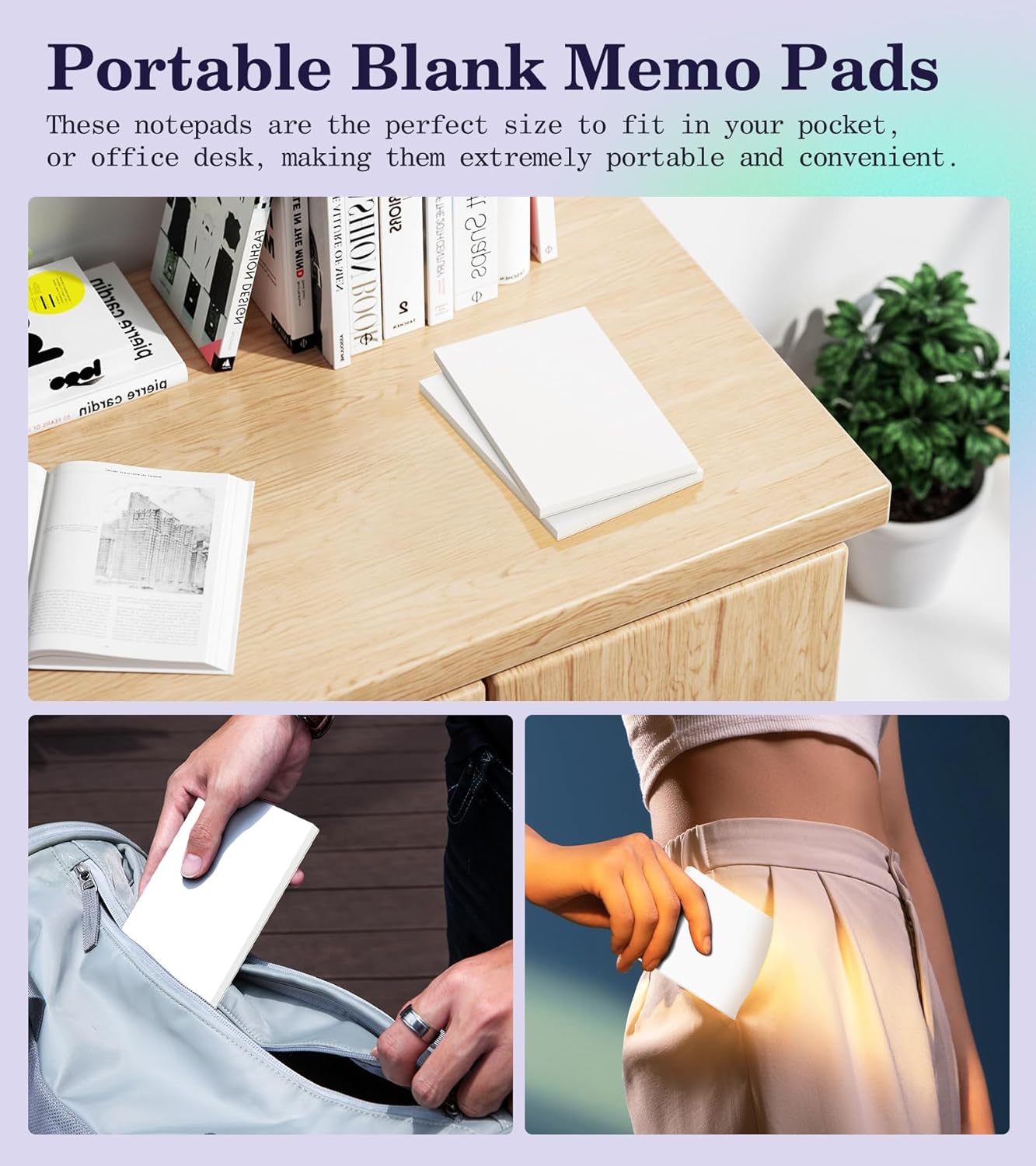 Small Note Pads 3x5 Pocket Notepad, 24 Pack Server Note Pads 3x5, White Memo Pads, Scratch Pads, Small Writing Pads White Paper, 50 Sheets per Blank Pocket Notepads 3x5 Scratch Paper for Work/School