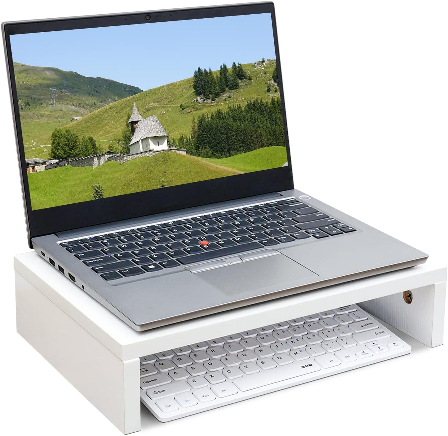 TEAMIX 14.2 inch White Monitor Stand Riser, Wood Monitor Riser with Storage for Desk Small Monitor Stand TV/Screen/PC/Laptop Riser Computer Stand Desktop Shelf (White-14.2 inch)