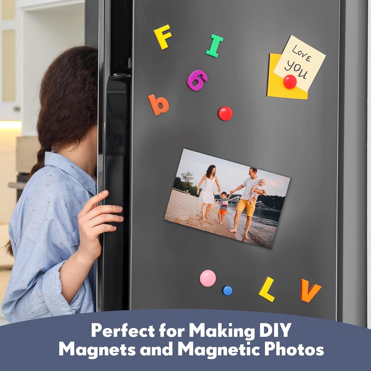 Macarrie 4 x 6 Adhesive Magnetic Sheets with Adhesive Backing Cuttable Magnetic Paper Stickers Flexible Peel and Stick for Picture Crafts Die Storage Photos(64 Pcs)