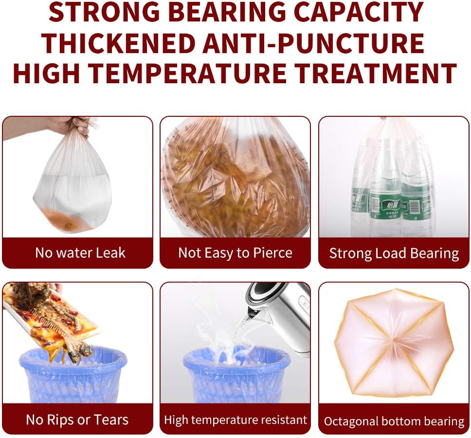 SWIHELP Trash Bags, 4 Gallon / 15 Liters Small Garbage Bags for Office, Kitchen,Bedroom Waste Bin,Colorful Portable Strong Rubbish Bags,Wastebasket Bags 120 Counts