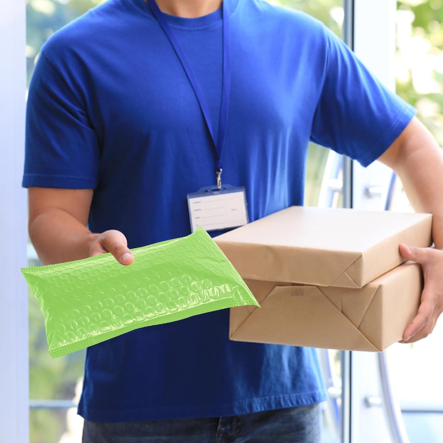 Poly Bubble Mailers 4x8 Padded Envelopes #000 50pcs, Self Seal Shipping Envelopes Padded Packaging for Small Business (Light Green)