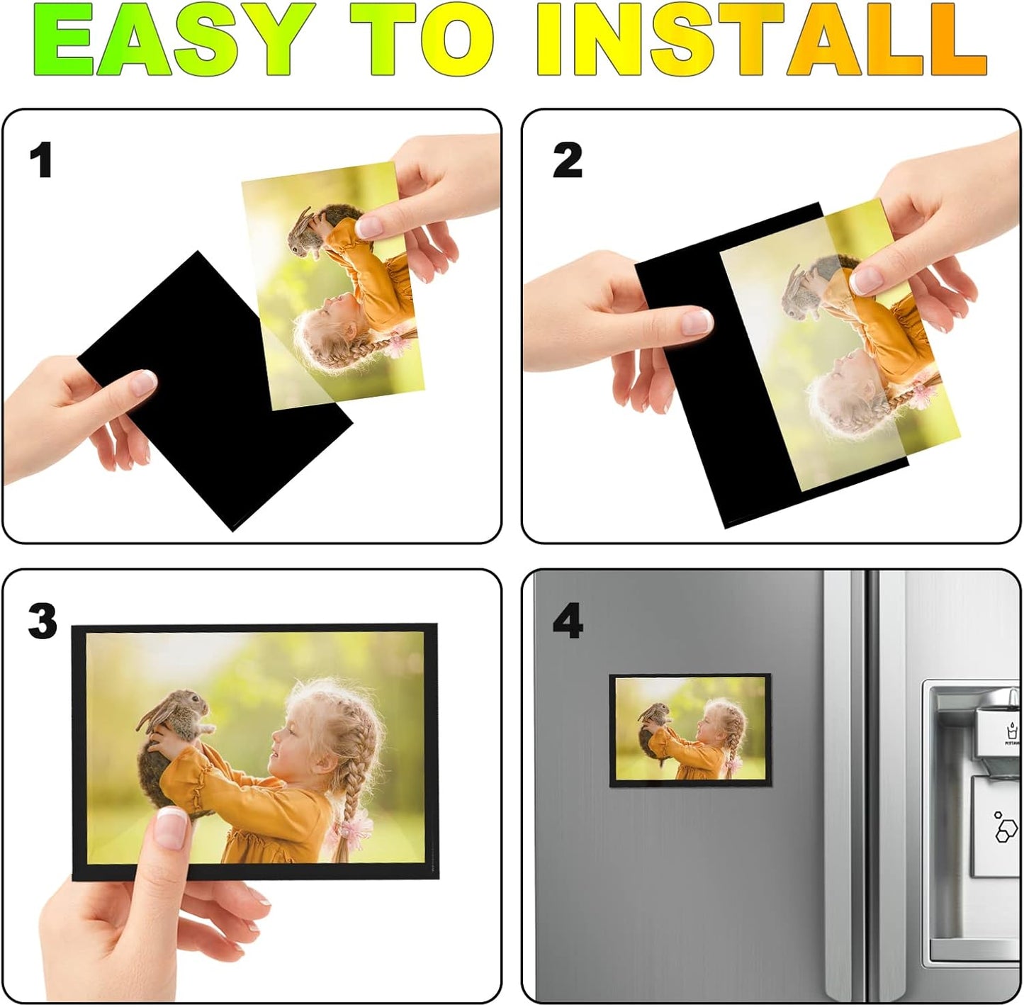 Black Magnetic Picture Frame 4X6 for Refrigerator,Photo Magnets Sleeves