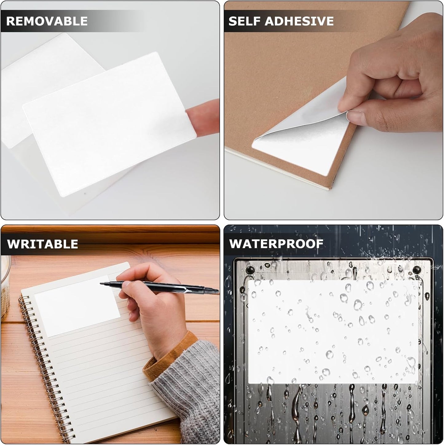 White Color Coding Labels 3 × 2 Inches Self-Adhesive Rectangle Stickers Waterproof Name Tags for Office School Home 40 PCS