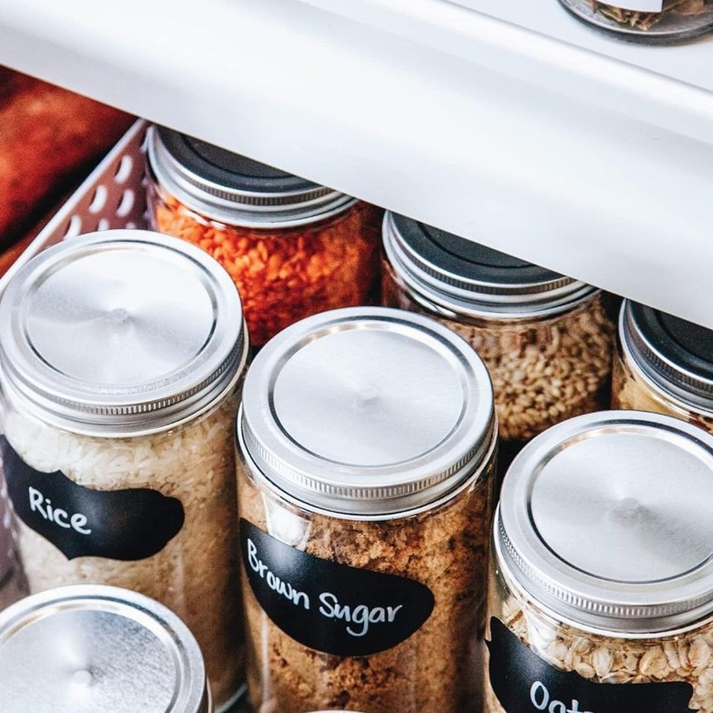 120 Pcs Chalkboard Storage Bin & Container Labels - Waterproof Reusable Chalk Labels for Mason Jars - Liquid Chalk Markers (2 Included) - Perfect for Parties & Weddings