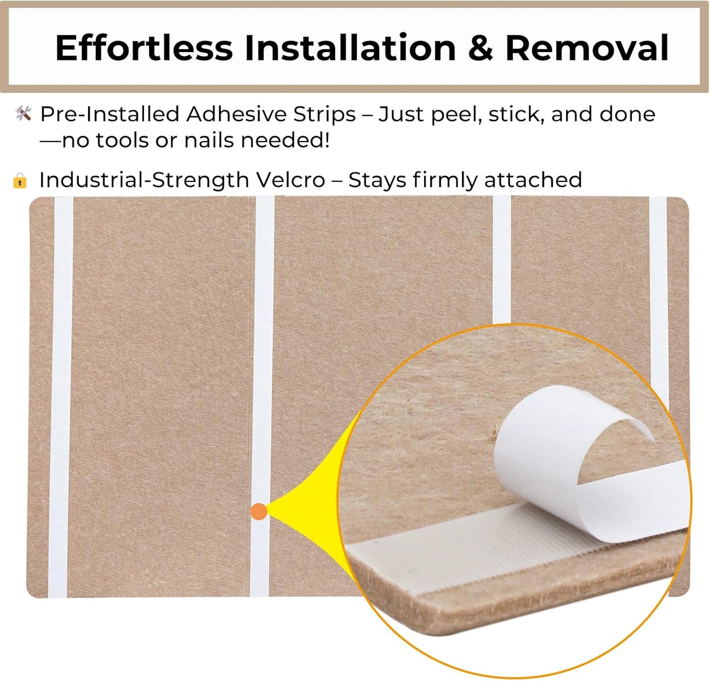 Foldable Large Felt Bulletin Board for Wall 48"x 36", Decorative Picture Framed Display Board with Self-Adhesive Tape for School, Home, Kitchen & Office Walls, Includes 30 Pins, Oatmeal