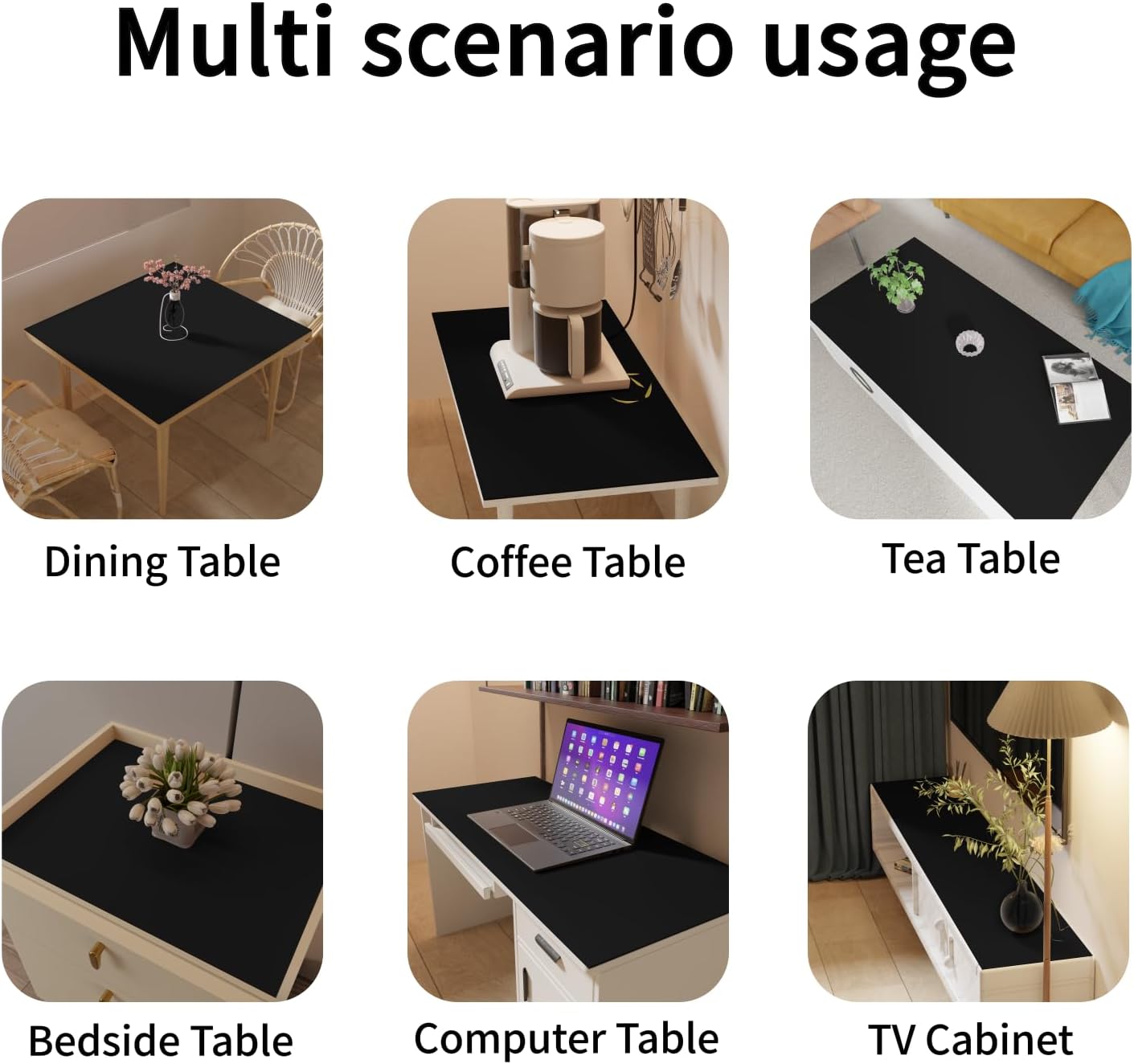 Leather Table Cover,1.8mm Thick,35.4x70.9 Inch Table Protector,Table Protector for Dining Room Table,Dining Table Cover,Table Cover Protector,Coffee Table Protector(Black+Black,35.4x70.9)