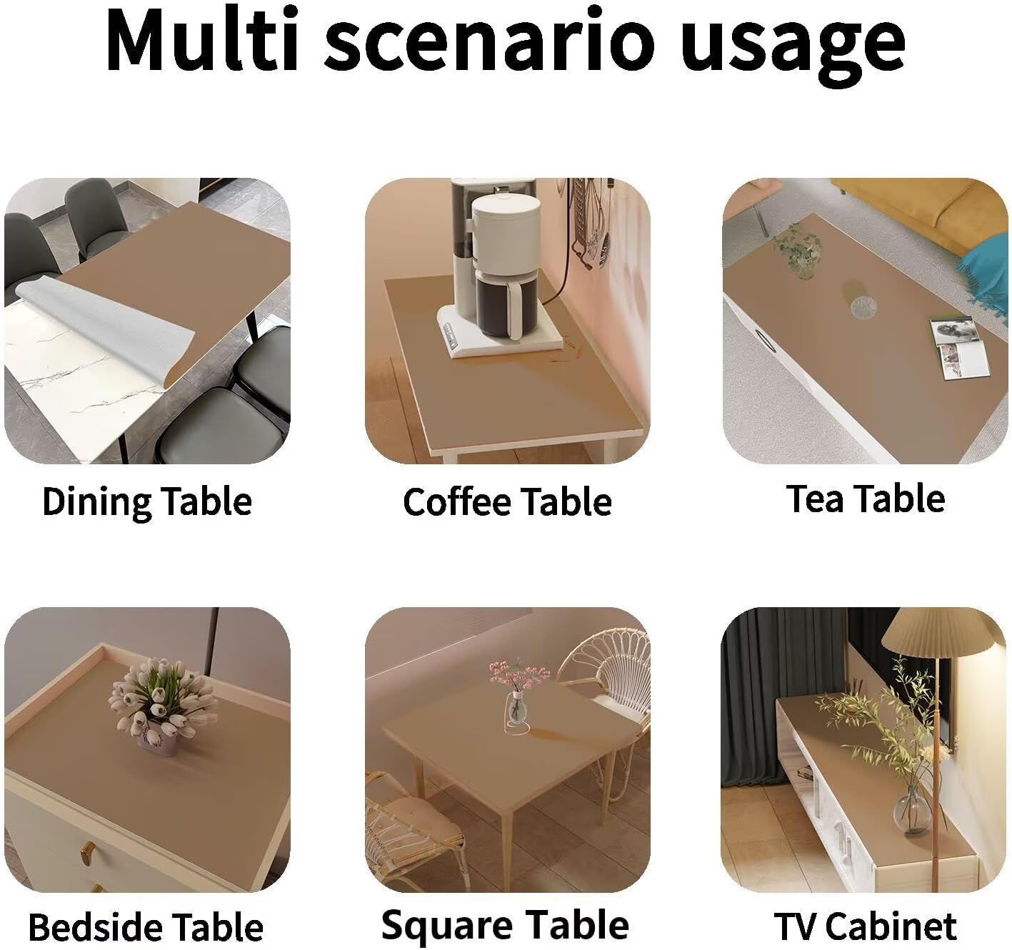 Leather Table Cover,1.8mm Thick,24x60 Inch Desk Cover,Large Desk Mat,Table Protector,Table Cover Protector,Desk Protector,Table Pad,(Khaki+Silvery,24x60)