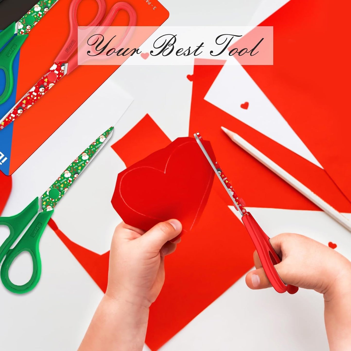 iBayam All Purpose Scissors for Construction Scrapbook Kraft Craft Paper, Gifts Wrapping Packing Paper Cutter Tool, 3 Pack Ultra Sharp 8" Thick Blade Comfort-Grip Scissors for Moving Package Supplies