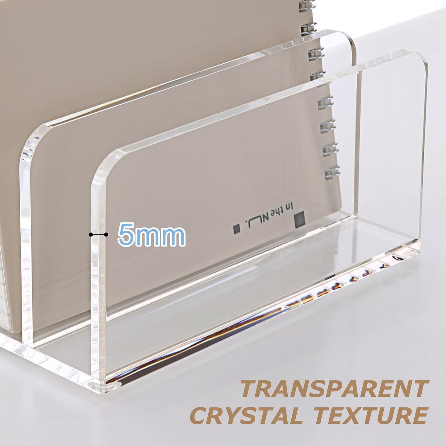 SANRUI Acrylic Desk File Organizer Holder, 5 Upright Clear Desktop Mails Sorter Document Magazine Storage Organization Letter Folder Racks for Home, Office & Classroom