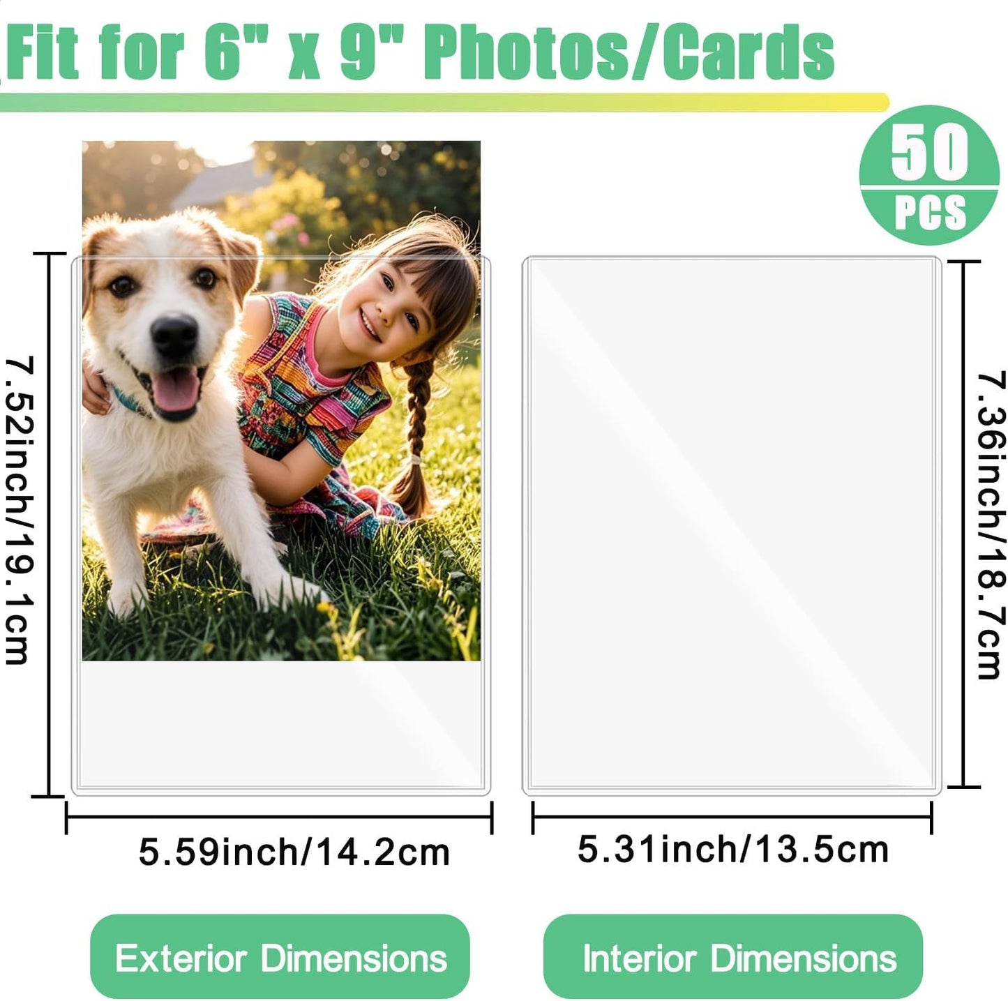 50PCS 6" x 9" Clear Rigid Card Sleeves – Waterproof Hard Plastic Protectors for Postcards, Prints, Photos, Trading & Sports Cards – Top Load Jumbo Sheet Holders