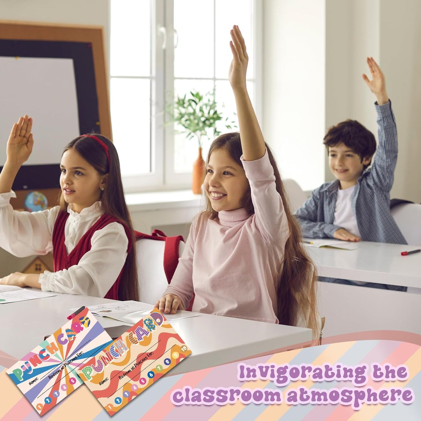 Fumete 400 Pcs Punch Cards for Classroom Reward Cards Behavior Incentive Loyalty Awards for Kids Students Teachers School Business, 8 Styles, 3.5 x 2 in(10 Bright Punches Style)