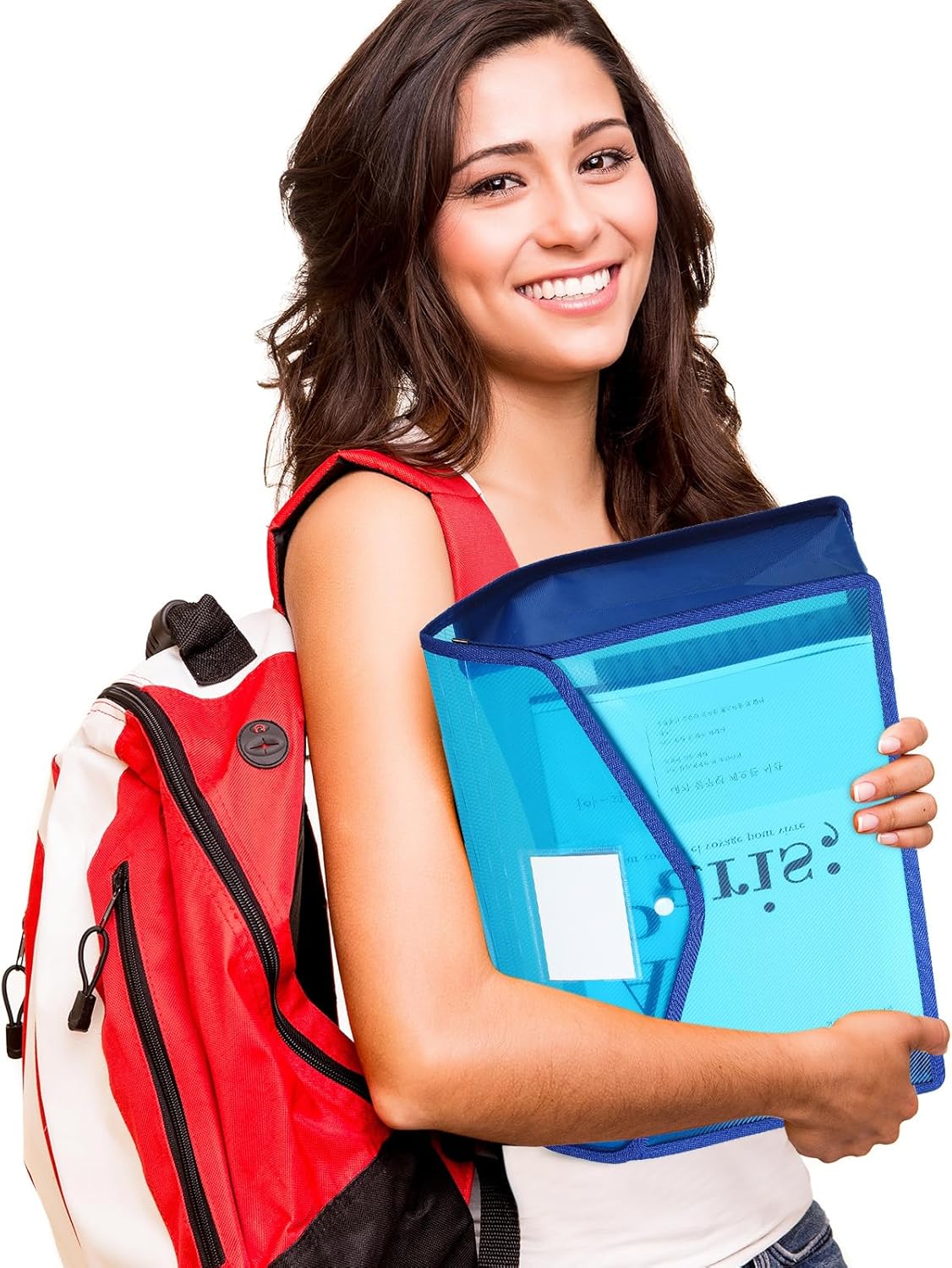 10 Pieces Plastic File Folders Envelope Expanding File Wallet Organizer Documents Folder with Snap Closure and Pocket, A4 Size Waterproof Transparent Pouch(Blue,Horizontal)