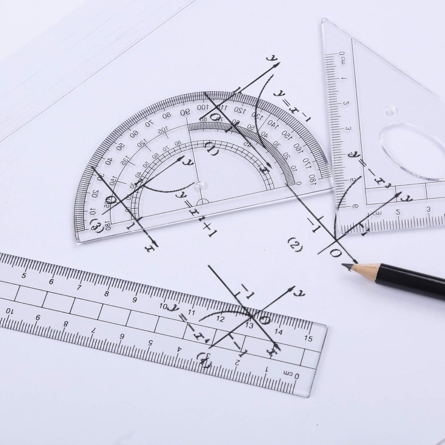 10 Pieces Math Geometry Kit Set Student Supplies with Shatterproof Storage Box,Includes Rulers,Protractor,Compass,Eraser,Pencil Sharpener,Lead Refills,Pencil,for School and Drawings(Pink)