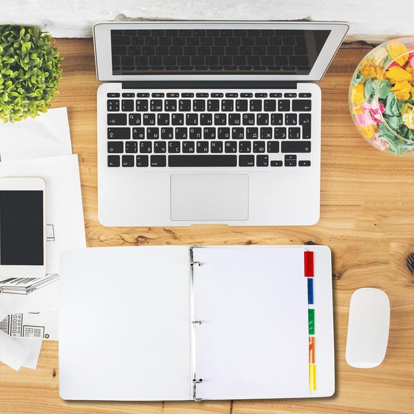 Binder Divider, PANDRI 120 Pack Binder Index White Dividers with 5 Insertable Multicolor Big Tab, Letter Size Paper Binder Divider for School Office Home Business