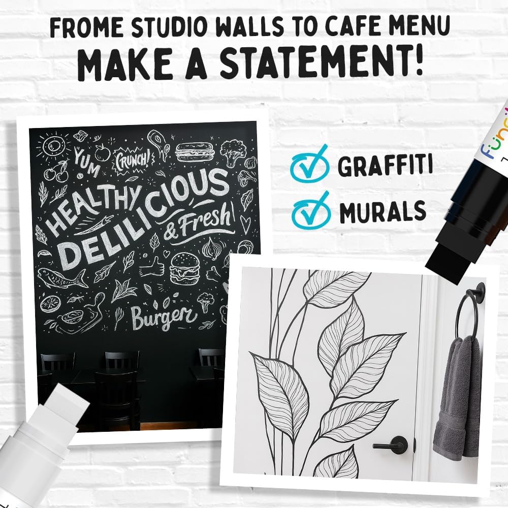 4 Jumbo Poster Markers (15mm, White, Black, Gold & Silver) | Fat Acrylic Paint Markers for Wood, Glass, Metal, Walls, Fabric - Large Thick Permanent Paint Pens for Signs, Board, Teachers