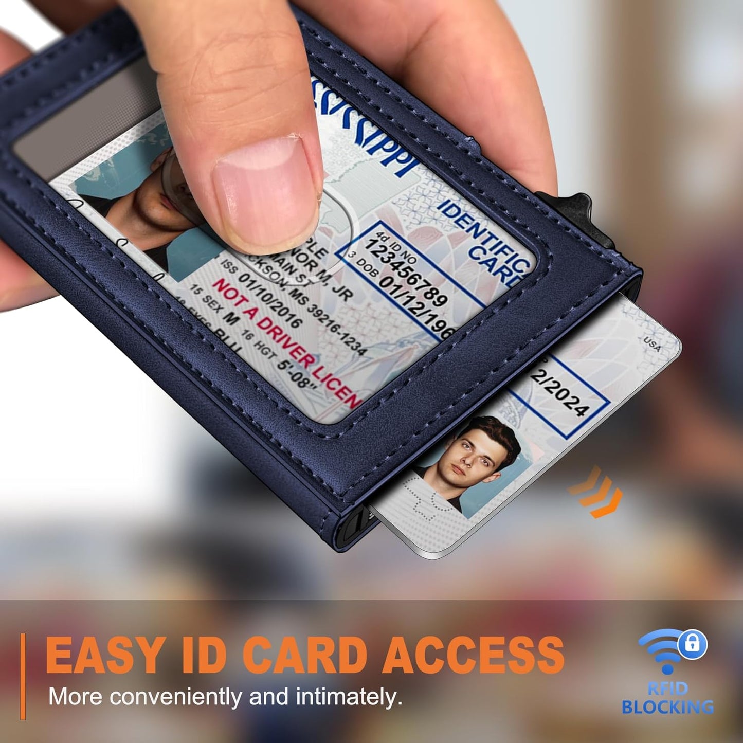 Airtag Wallet for Men, Slim Pop Up Credit Card Holder RFID Blocking Mens Minimalist wallet for 7-9 Cards ID Window, with Gift Box