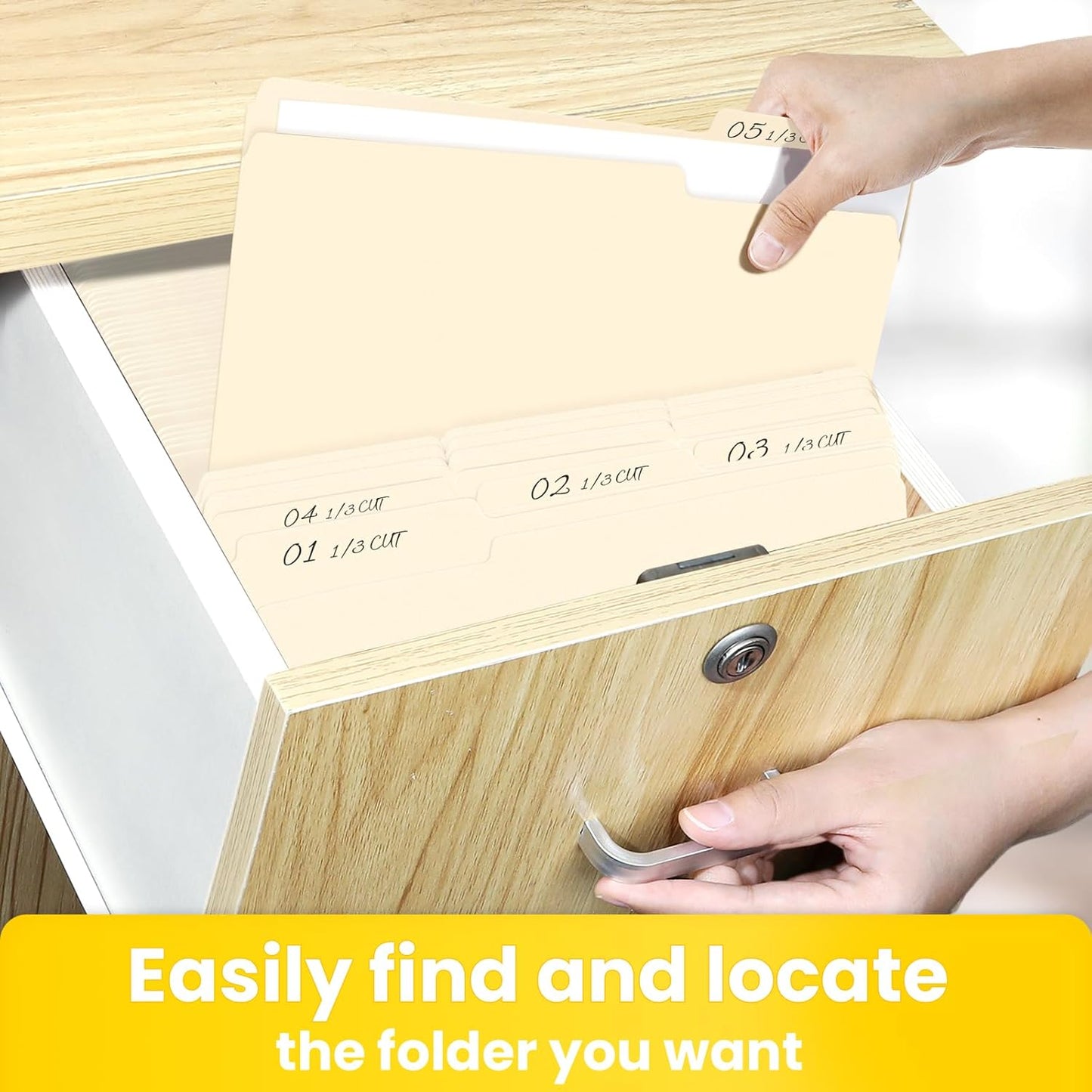 SUNEE Manilla Folders Letter Size (8.5 x 11 inches), 250 Per Box, 1/3 Cut Tab for Easy Labeling and Organization, Durable Standard Paper for Home, Office, School Filing