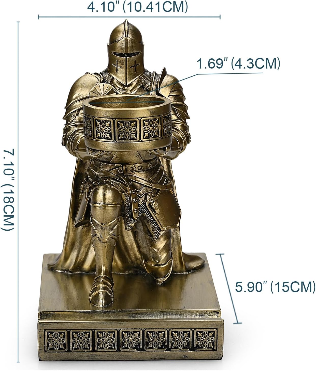 King's Guard Kneeling Knight Candlestick Holders Resin Posture TeaLight Holder Warrior Mobile Phone Stand Pen Holder Candle Holder for Restaurant, Altar, Home Table(Bronze)
