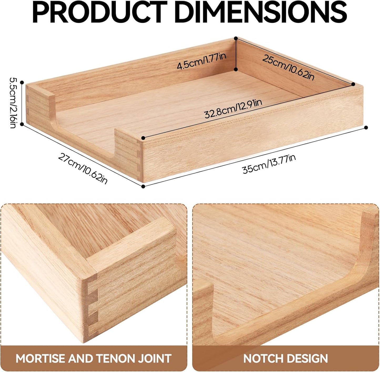 Kirigen Wood Letter-Size Tray Single-Tier (TP-NA)- Wooden Tones Collection Front-Load Documents Tray for Office Desktop Organizer - Desk Magazine, File, Folder, Paper Holder Natural