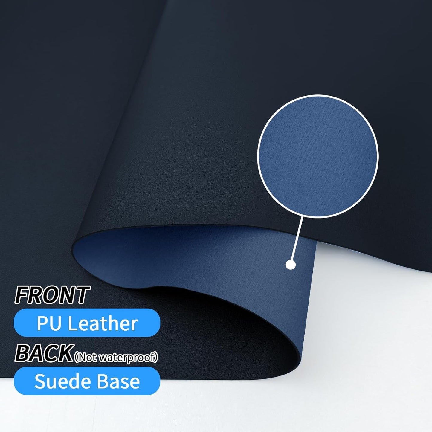 Bloss Dark Blue Desk Mat, Desk Matt for Desktop, Waterproof Large Leather Keyboard Mat, Computer Mat for Office/Home/Decor(31.5 x 15.7 Inches)