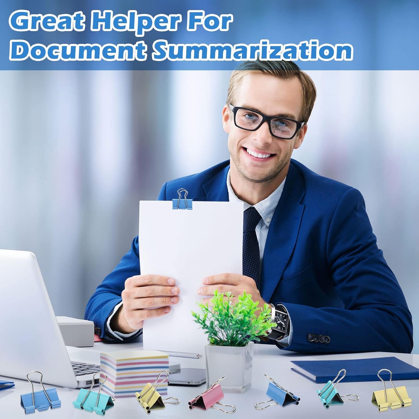 300 Pcs Medium Binder Clips Paper Clips Office Supplies Paper Clamps for Teachers Students School Office Business Paperwork Supplies (Assorted Colors, 1.25 Inch)