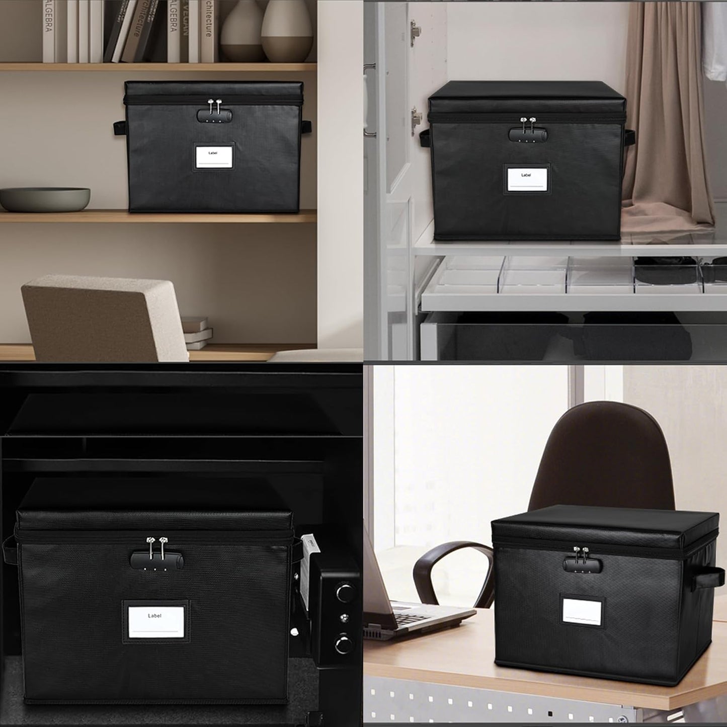 File Box Fireproof Document Box with Lock, Document Safe File Storage Organizer Boxes for Next of Kin Estate Planing Organizer End of Life Planner (Box With Accessories, Black)