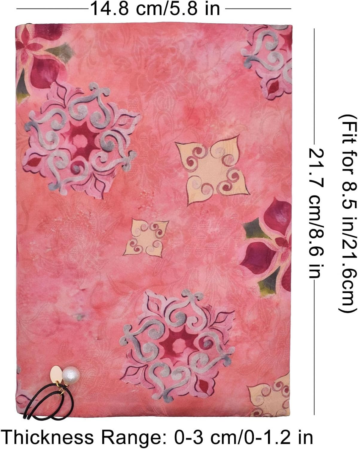 BLBMH Flower Book Covers for Paperbacks Handmade Bookcover Fit for 5.5x8.5 inch Adjustable Fabric Softcover Protector for Women Book Lovers Gifts - XC Pink 8.5in