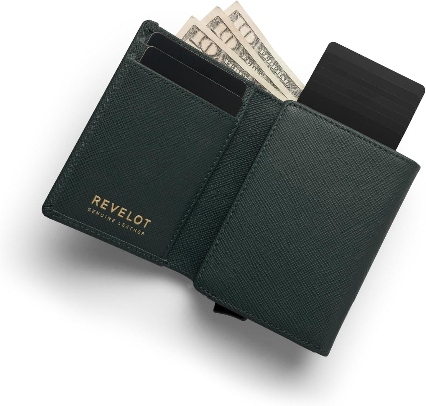 Trifold Genuine Leather Wallet/Smart Card Holder / W5 (Green Saffiano)