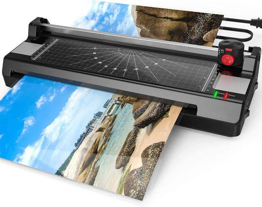 Laminator Machine for A3/A4/A6, YE381 13inch Thermal & Cold Laminating Machine for Home Office School Teacher Use with 120 Pouches, Paper Trimmer and Corner Rounder
