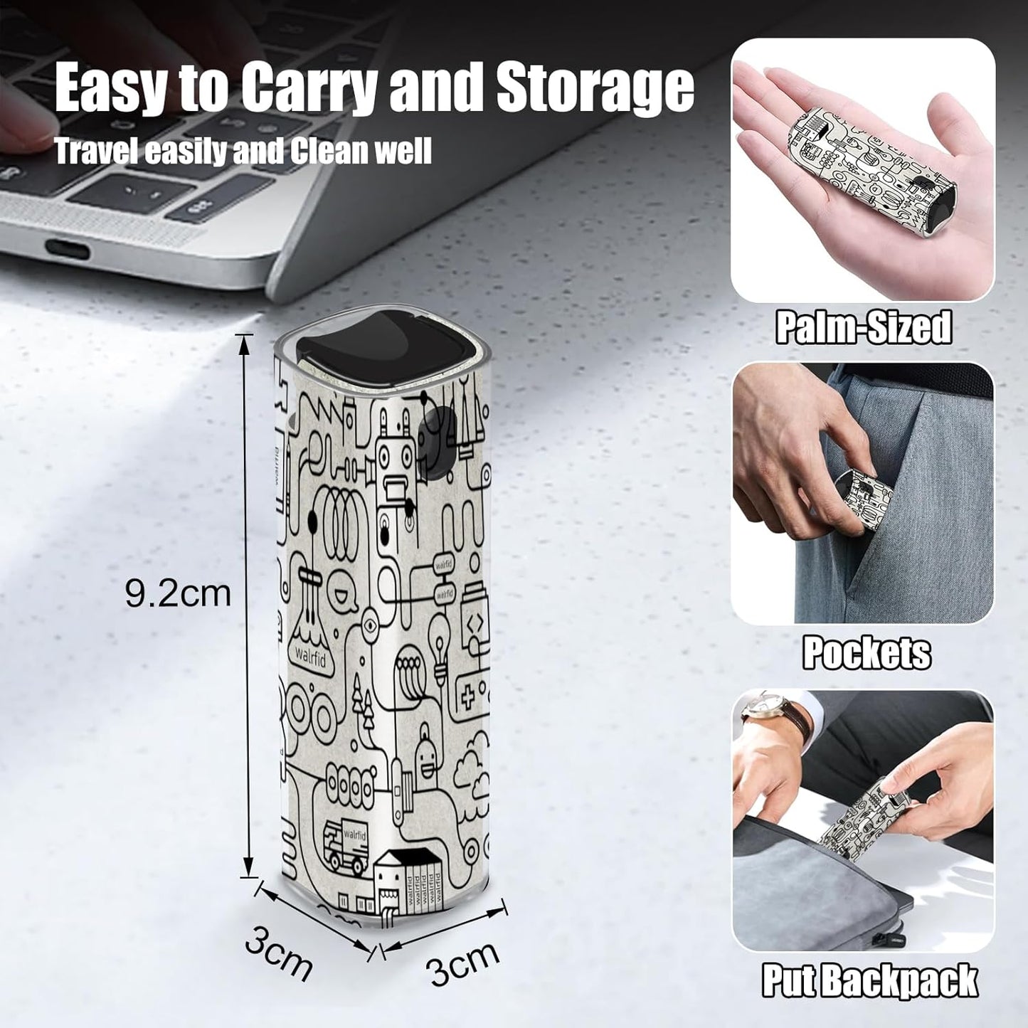 walrfid Laptop Screen Cleaner, Car Screen Cleaner Spray and Wipe, Phone Cleaning Kit for Electronic Computer, iPad, iPhone, MacBook, TV, Monitor, Tablet, Car Display, with Black Graffiti Case - Cream