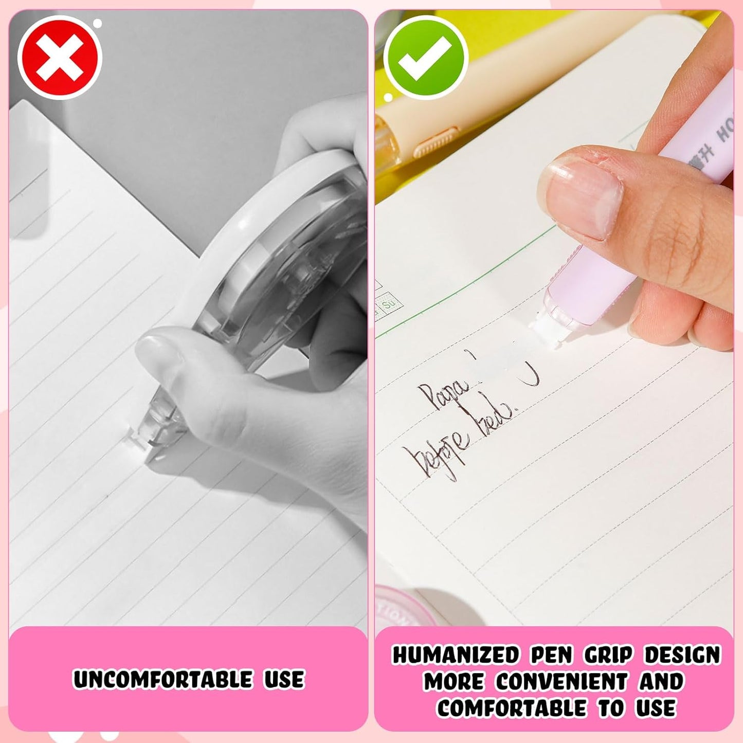 10 Pack Correction Tape Pen Correctional Ink Tape Push Pull Protective, Easy to Use Applicator for School Office Supplies, 0.2 x 236 Inch (Dessert Colors)