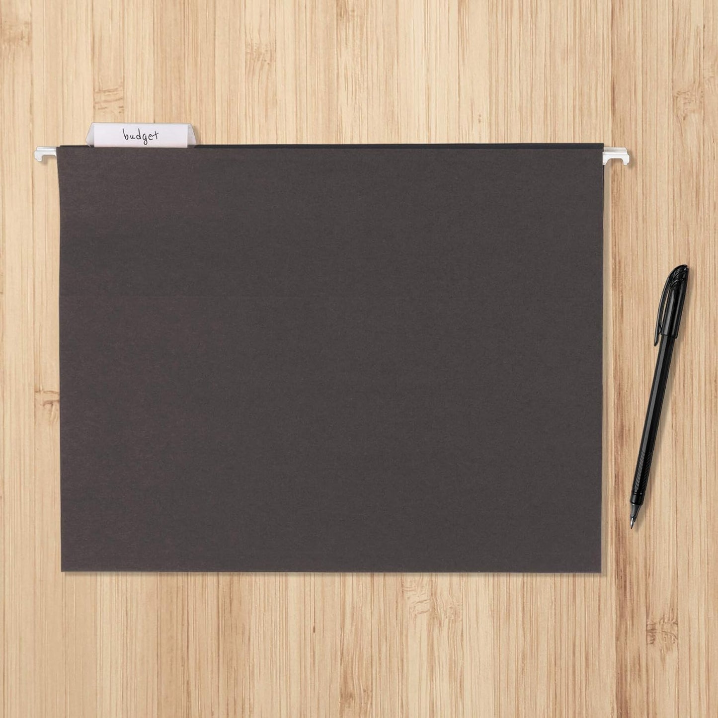 Amazon Basics Hanging File Folders, Letter Size, 8.5x11 inches, Black, 25-Pack