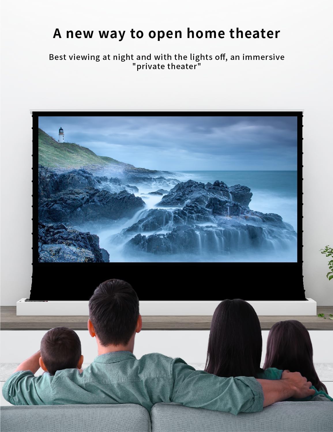 VIVIDSTORM-Screen Projector S 110 inch Motor Rollable Foldaway Portable Screen with White Cinema PVC, 4k 3D HD Gaming/Office Room,Compatible with Standard Projector,VWSDSTW110H