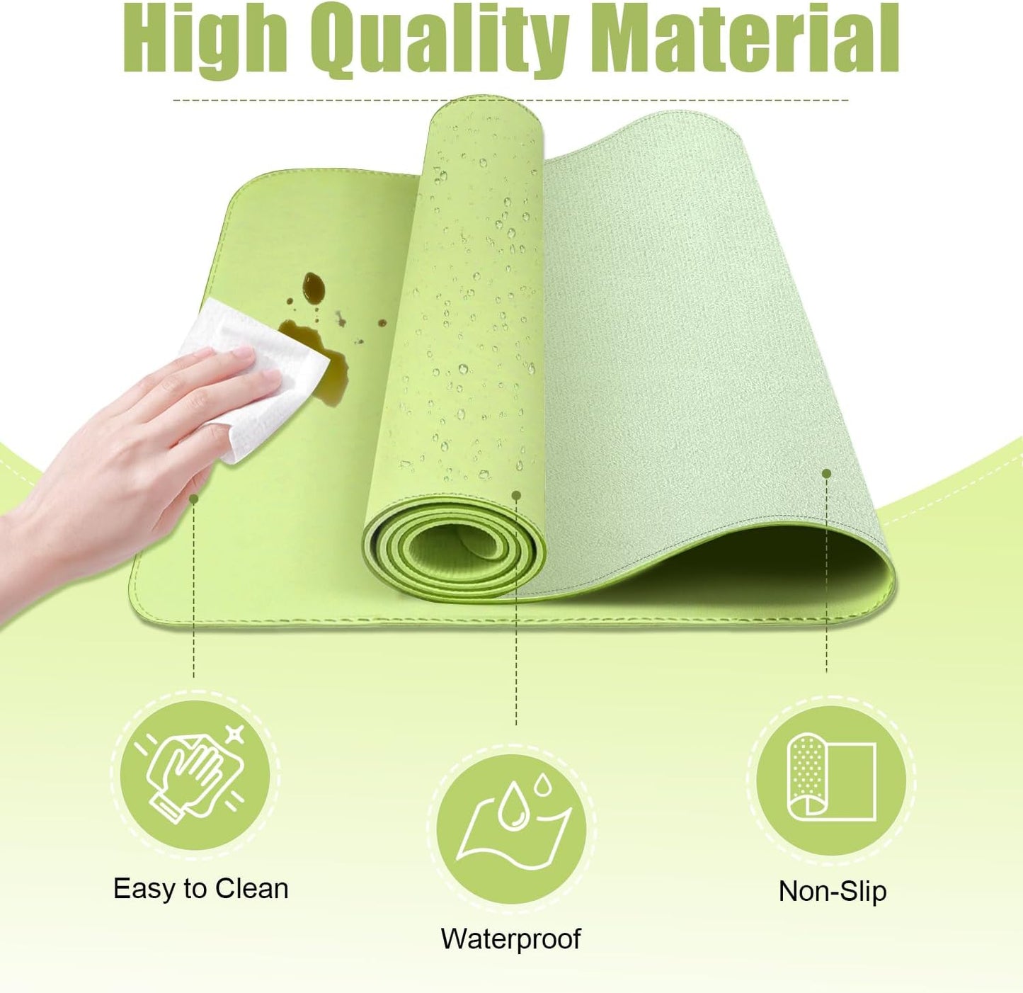 Large Desk Pad 47.2" x 17", Leather Desk Mat Protector, Non-Slip PU Leather Desk Blotter Pad, Large Mouse Keyboard Mat, Waterproof Desk Cover Pad for Office & Home(Matcha Green)
