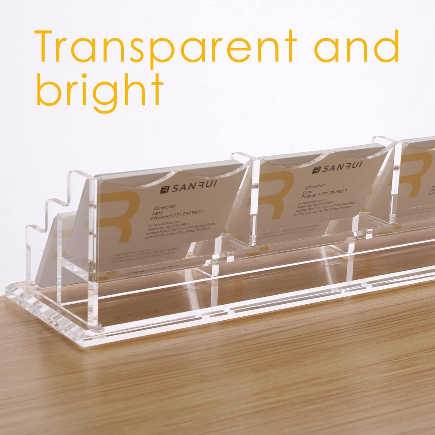 SANRUI Acrylic Business Card Display Holder for Desk, Clear Multiple Desktop Business Card Stand Organizer Storage, for Exhibition, Home , Office ,2 Tier 6 Pocket , 360 Card Capacity