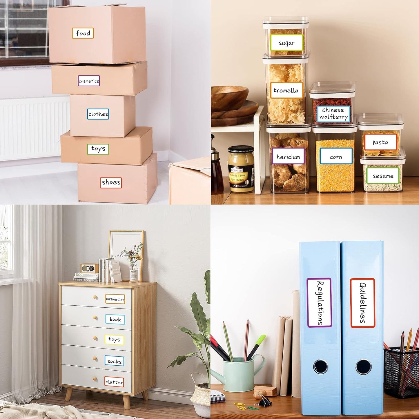 SVNOOC Removable Dry Erase Labels Reusable Sticky Notes 24pcs Name Tag Label Plate Rainbow Nano Sticker in 12 Colors for Whiteboards Locker Fridge School Office Home (2-x-4-inch)